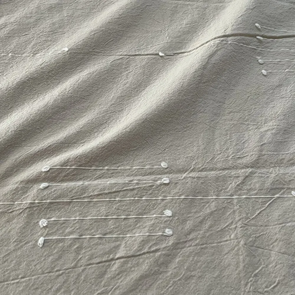 Threshold Queen Duvet Cover 100% Cotton Tan Embroidery Zipper Closure